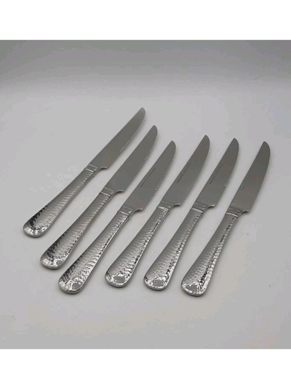 Reed & Barton Hammered Everyday 18/10 Stainless Steel 6 Dinner Steak Knives NEW